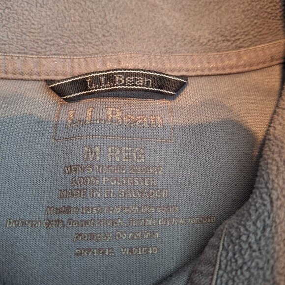 LL Bean Gray Trail Fleece Quarter Zip Pullover Jacket 280962 Sz Medium Pocket - Picture 3 of 8